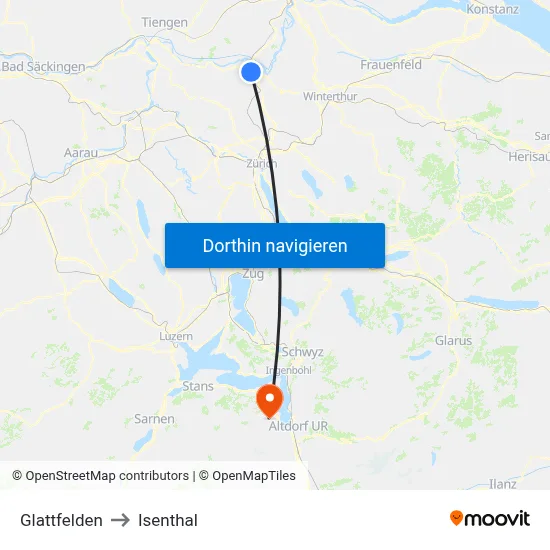 Glattfelden to Isenthal map