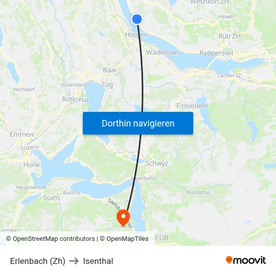 Erlenbach (Zh) to Isenthal map