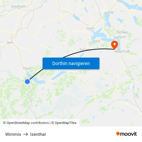Wimmis to Isenthal map