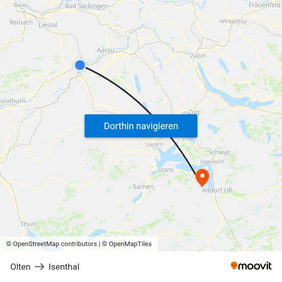 Olten to Isenthal map