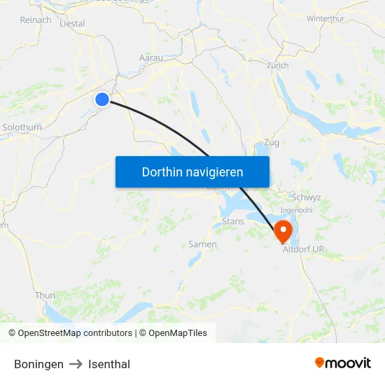Boningen to Isenthal map