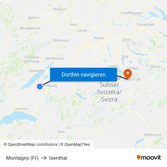 Montagny (Fr) to Isenthal map