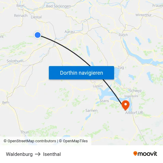 Waldenburg to Isenthal map