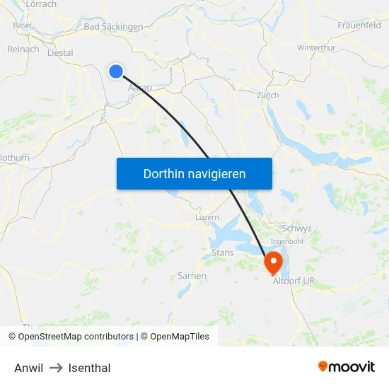 Anwil to Isenthal map