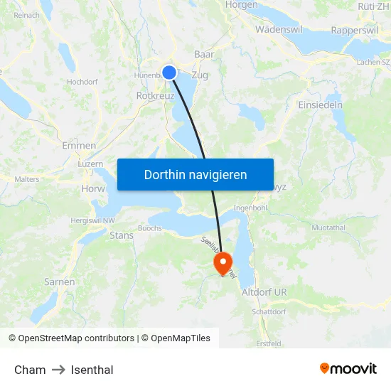 Cham to Isenthal map