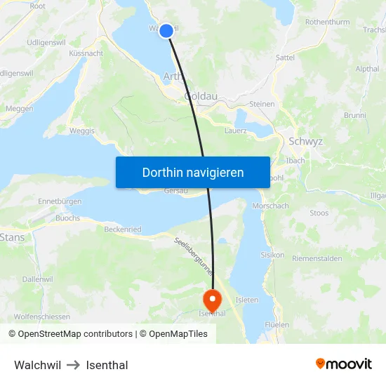 Walchwil to Isenthal map