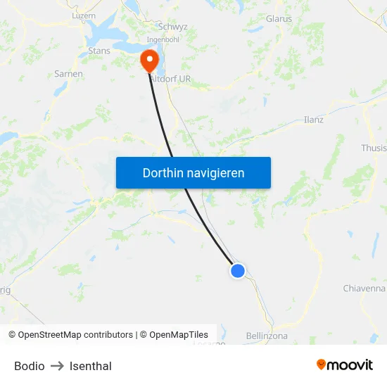 Bodio to Isenthal map