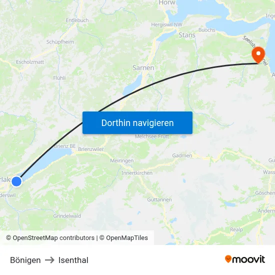 Bönigen to Isenthal map