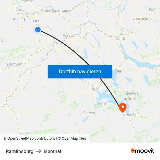 Ramlinsburg to Isenthal map