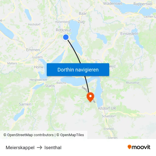 Meierskappel to Isenthal map
