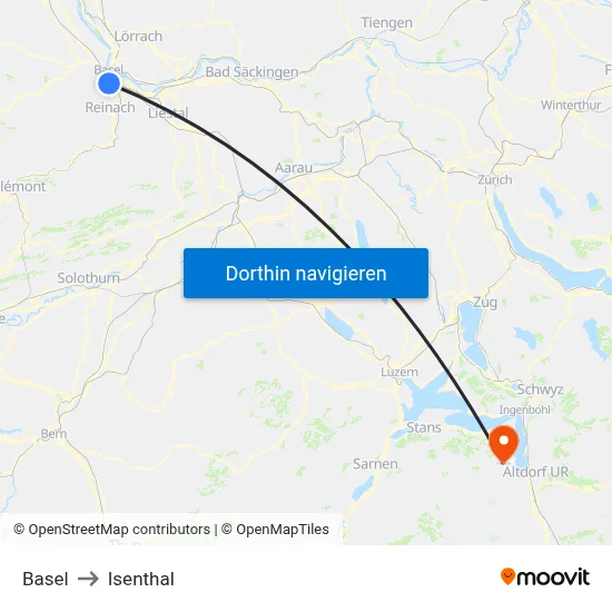 Basel to Isenthal map