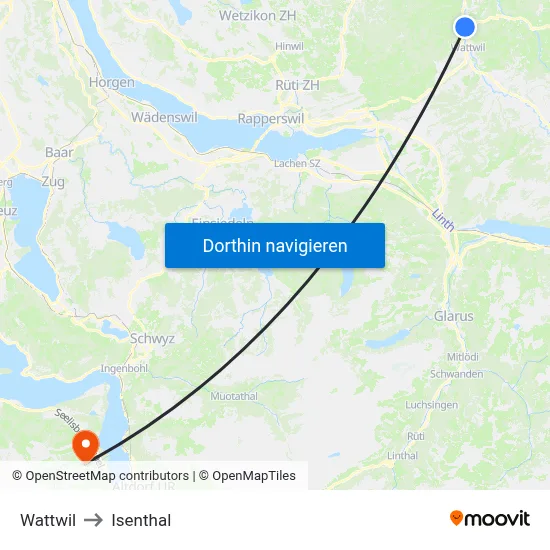 Wattwil to Isenthal map
