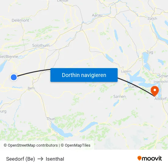 Seedorf (Be) to Isenthal map