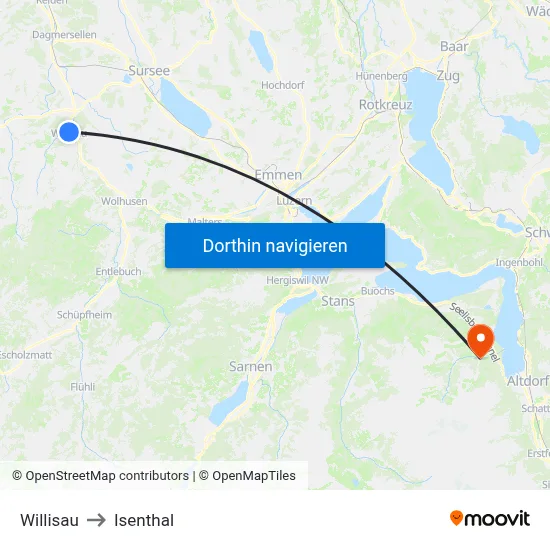 Willisau to Isenthal map