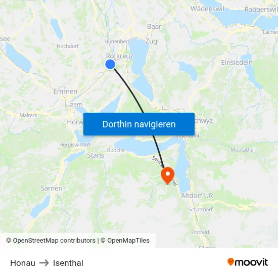 Honau to Isenthal map