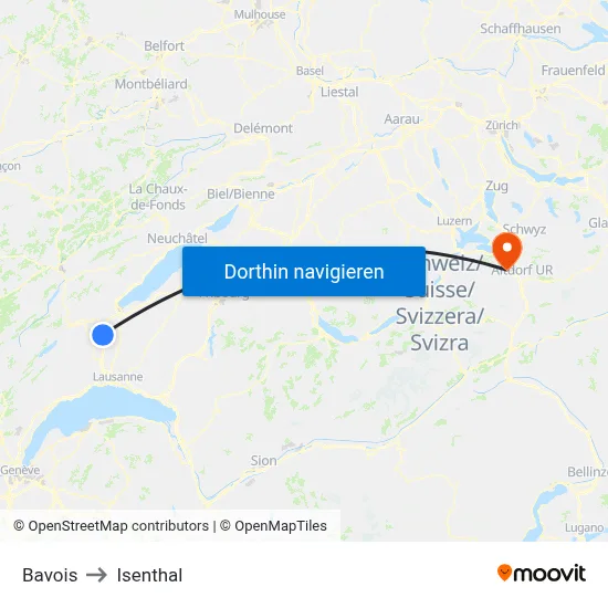 Bavois to Isenthal map
