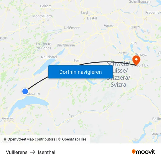 Vullierens to Isenthal map