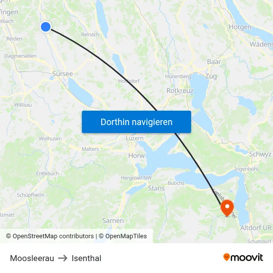 Moosleerau to Isenthal map