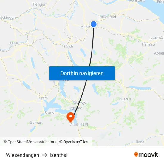 Wiesendangen to Isenthal map