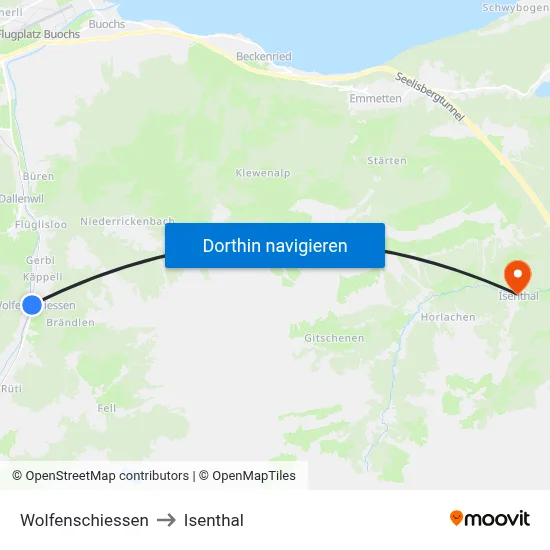 Wolfenschiessen to Isenthal map