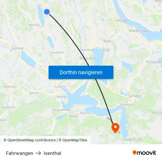 Fahrwangen to Isenthal map