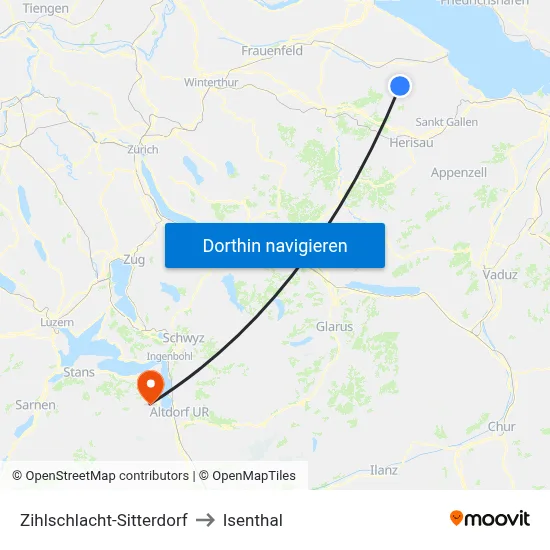 Zihlschlacht-Sitterdorf to Isenthal map