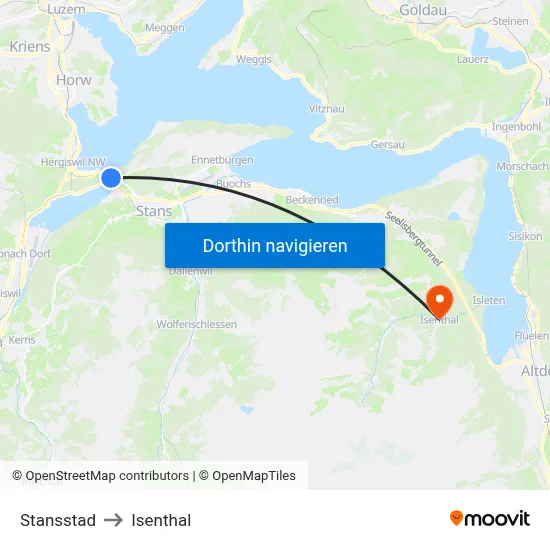 Stansstad to Isenthal map