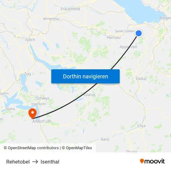 Rehetobel to Isenthal map