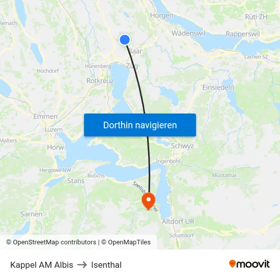 Kappel AM Albis to Isenthal map