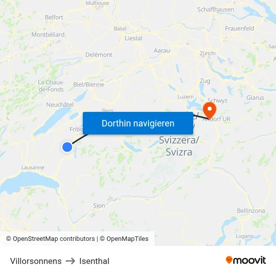 Villorsonnens to Isenthal map
