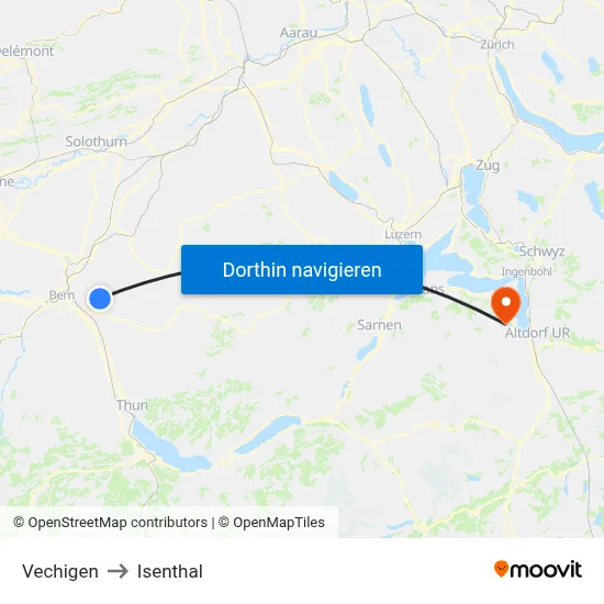 Vechigen to Isenthal map