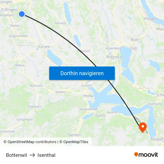 Bottenwil to Isenthal map