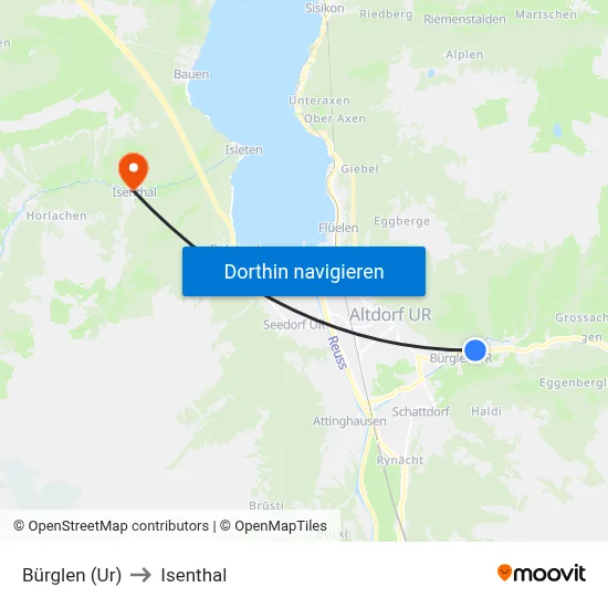 Bürglen (Ur) to Isenthal map