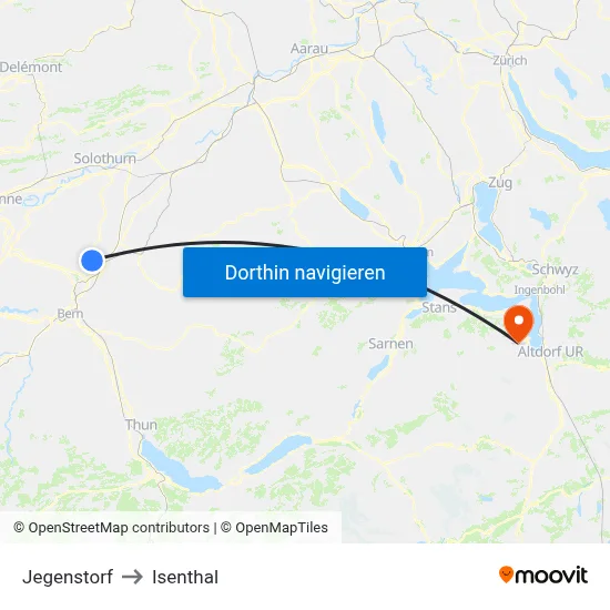 Jegenstorf to Isenthal map