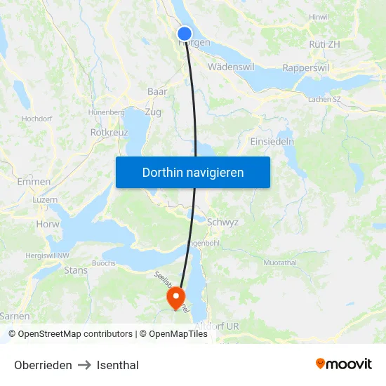 Oberrieden to Isenthal map