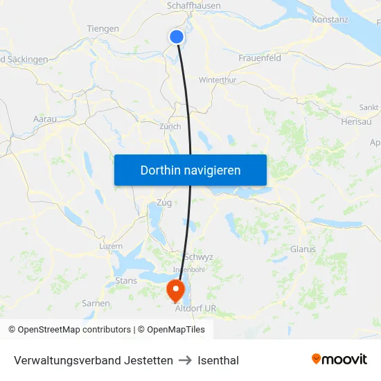 Verwaltungsverband Jestetten to Isenthal map