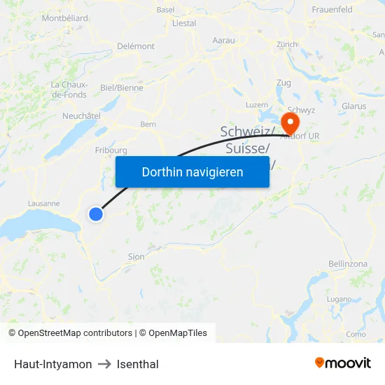 Haut-Intyamon to Isenthal map