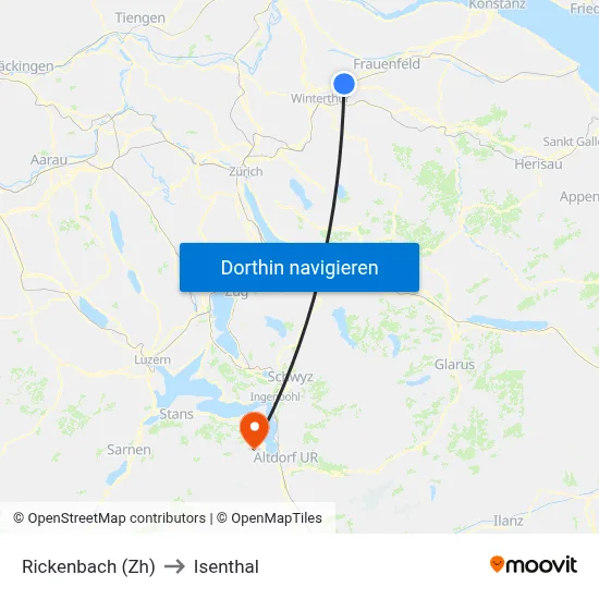 Rickenbach (Zh) to Isenthal map