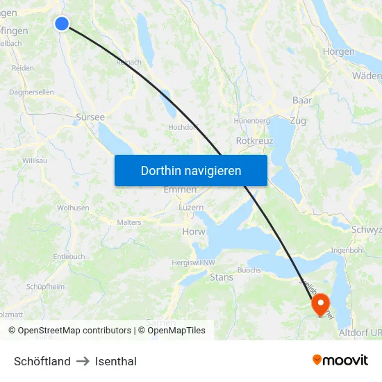 Schöftland to Isenthal map