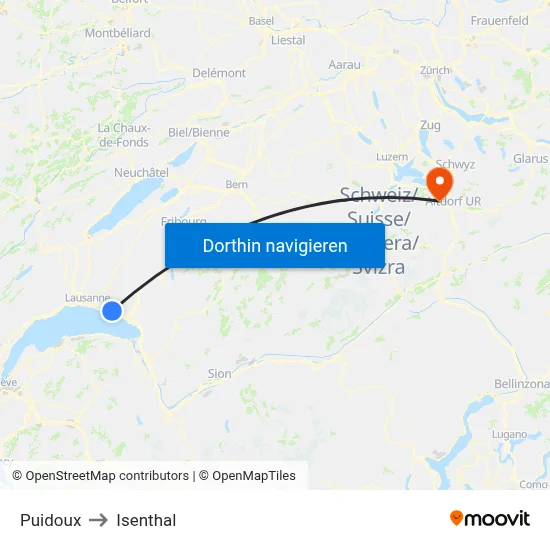 Puidoux to Isenthal map