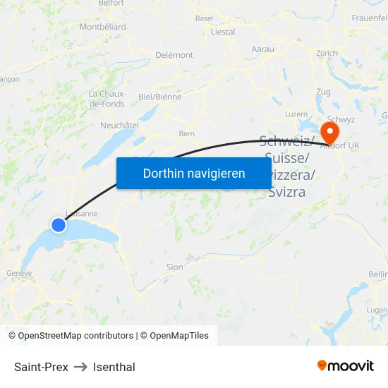 Saint-Prex to Isenthal map