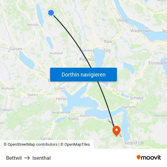 Bettwil to Isenthal map