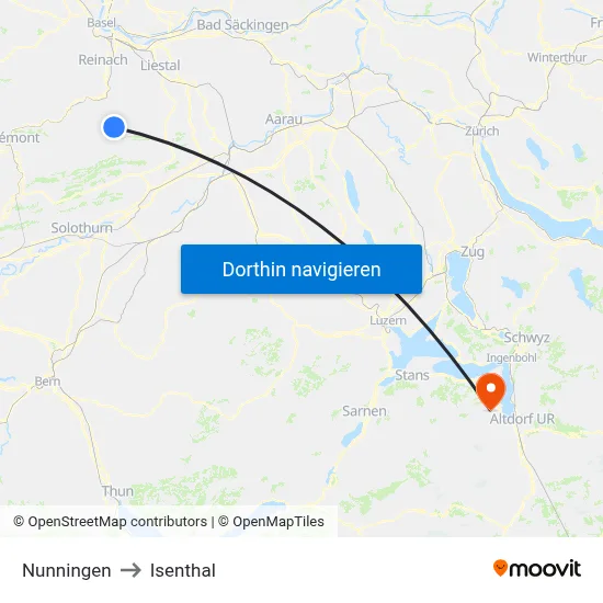 Nunningen to Isenthal map