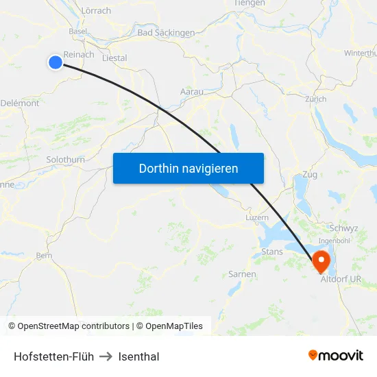 Hofstetten-Flüh to Isenthal map