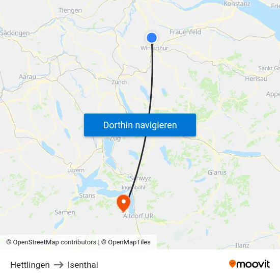Hettlingen to Isenthal map
