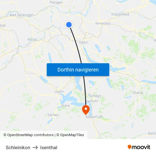 Schleinikon to Isenthal map