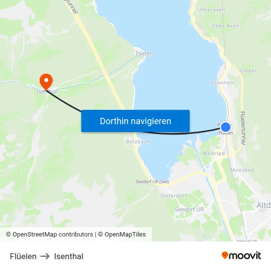 Flüelen to Isenthal map