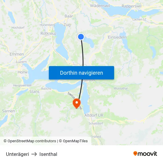 Unterägeri to Isenthal map