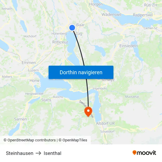 Steinhausen to Isenthal map