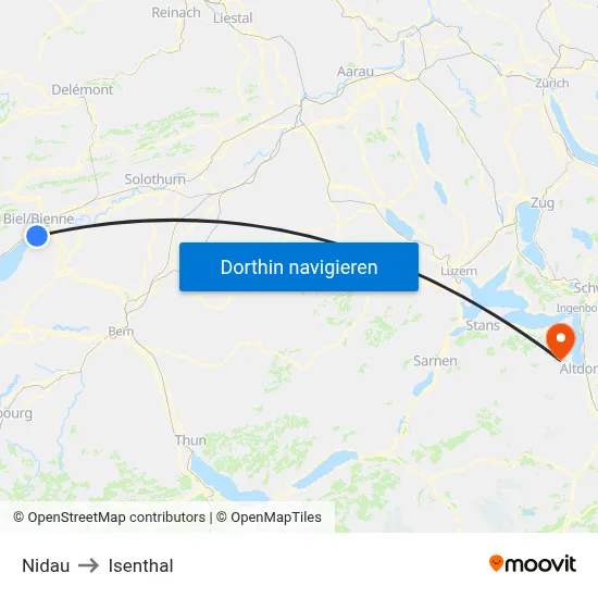 Nidau to Isenthal map
